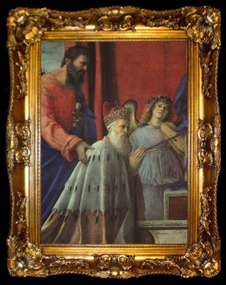 framed  Giovanni Bellini The Doge Barbarigo, St John and Musician Angels (Detail), ta009-2